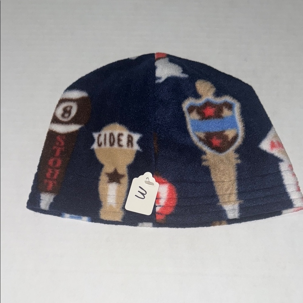 Handmade Navy Blue Craft Beer Tap Fleece Beanie Made By My Mom Warm&Cozy Size M